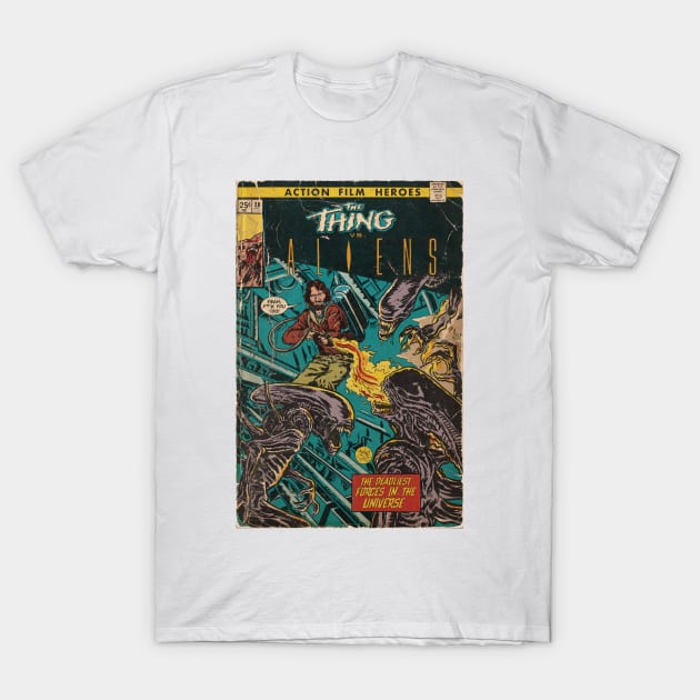 The Thing vs. Aliens fan art comic cover T-Shirt by MarkScicluna